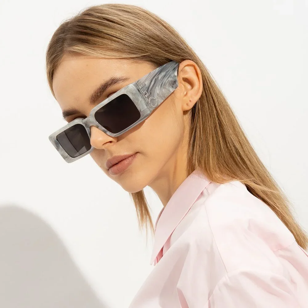 Off-White MILANO Sunglasses – Marble Grey Square Frame | Model OERI097 0807